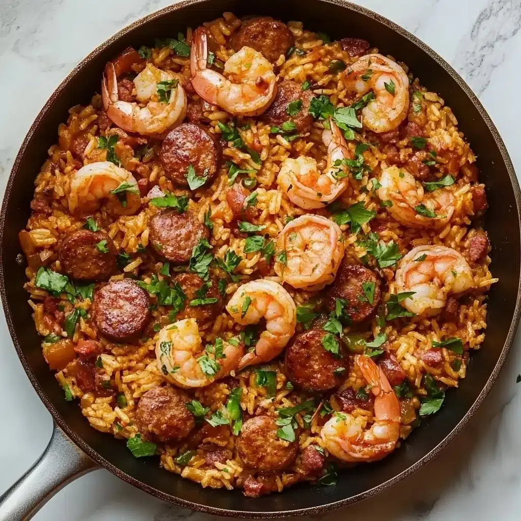 Delicious plate of Classic Cajun Jambalaya with Chicken, Sausage, and Shrimp