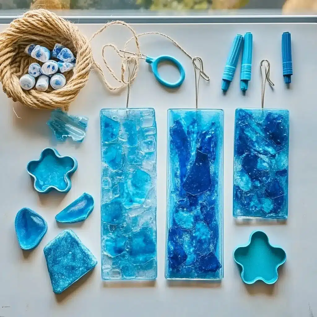 DIY Blue Crayon Suncatchers