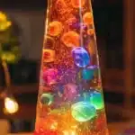 DIY lava lamp featuring colorful bubbles in a bottle