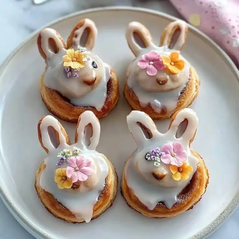 Easter Bunny cinnamon rolls shaped like bunnies with icing