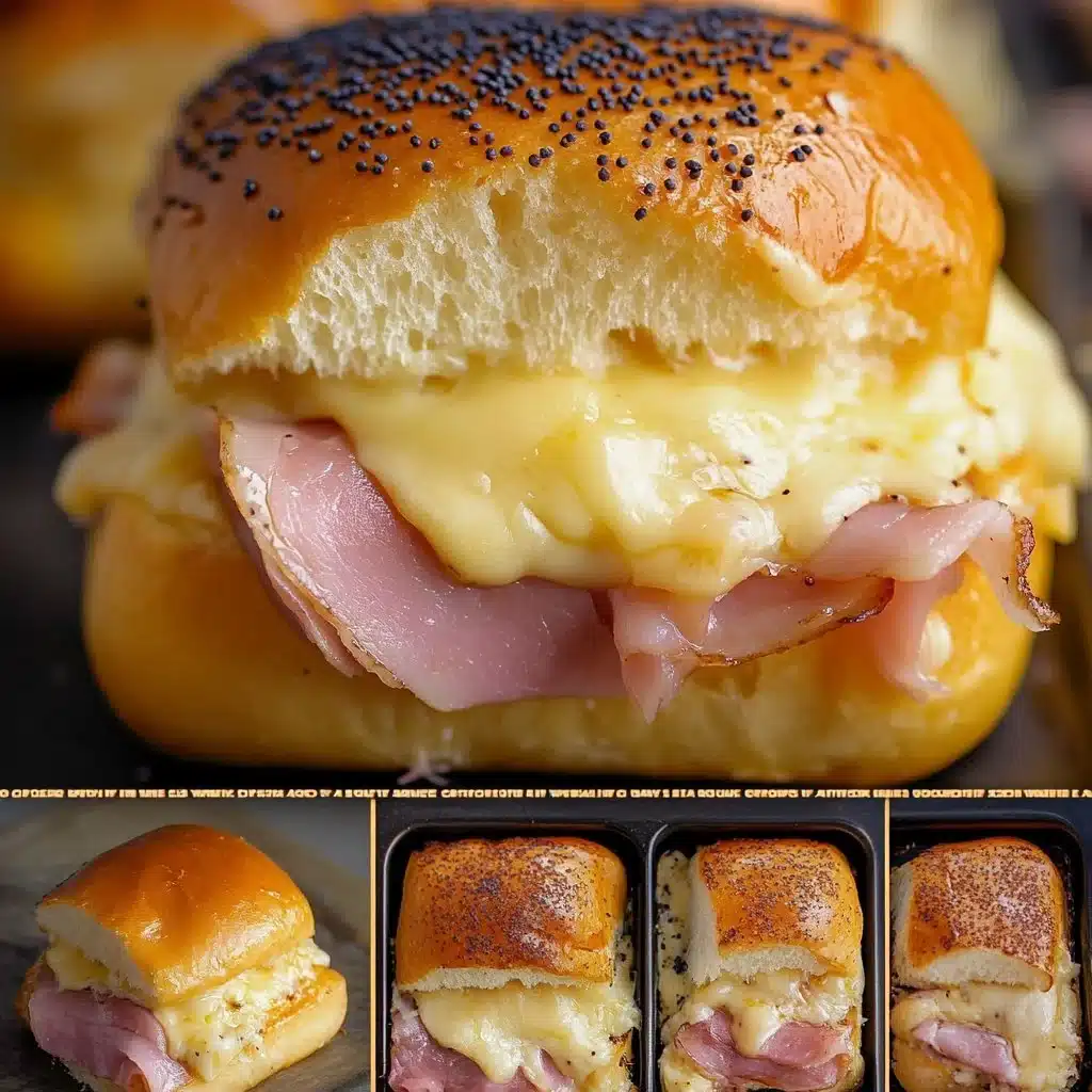 Ham and Havarti Cheese Sliders served on a platter