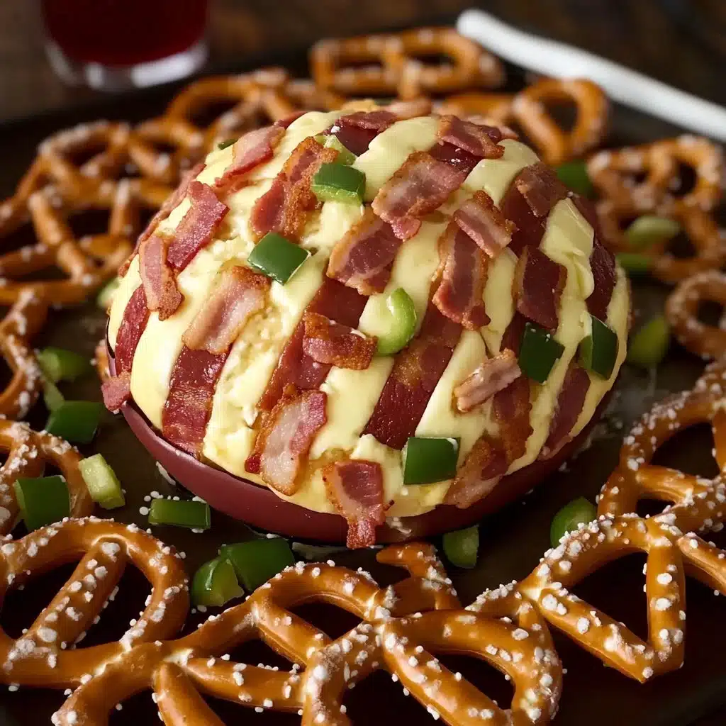 JalapeƱo Popper Football Cheese Ball for game day party appetizers
