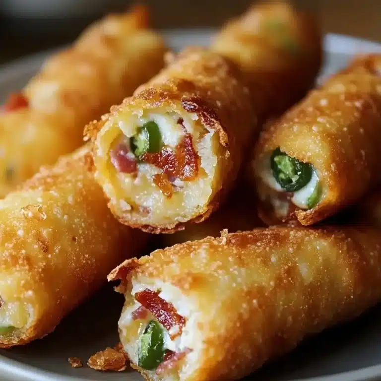 Mini jalapeño popper egg rolls served on a platter with dipping sauce.