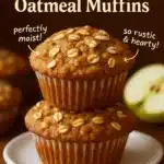 Freshly baked moist applesauce oatmeal muffins cooling on a wire rack
