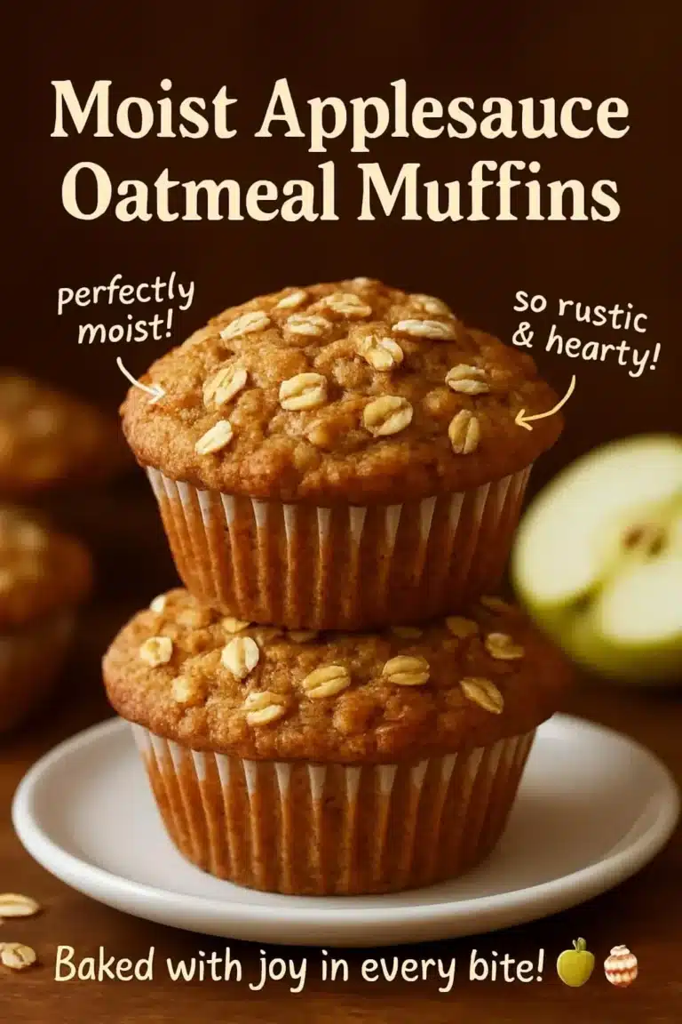 Freshly baked moist applesauce oatmeal muffins cooling on a wire rack
