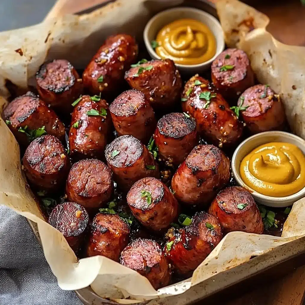 Mustard Hasselback Kielbasa Bites