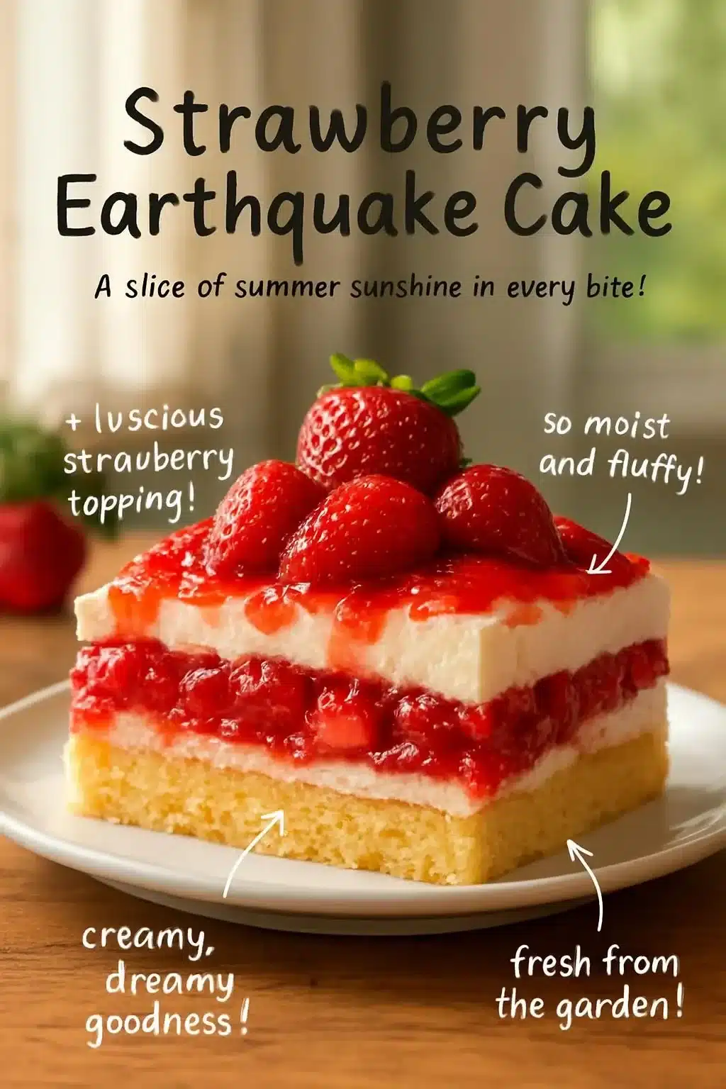 Strawberry Earthquake Cake