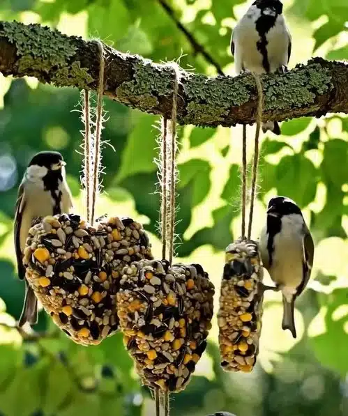 Valentine bird seed feeders are a sweet way to spread love to nature 💕 Kids love shaping, hanging, and watching birds visit. Save this heartwarming outdoor craft! #ValentineDIY #BirdFeederCraft #Kids
