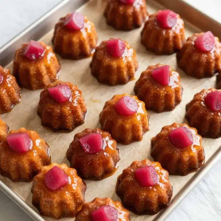 Delicious upside-down rhubarb muffins fresh from the oven