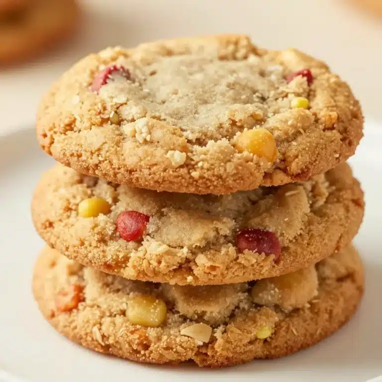 Batch of freshly baked brown sugar rhubarb cookies on a cooling rack.