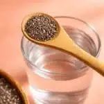 Chia seed internal shower drink recipe with ingredients in a glass