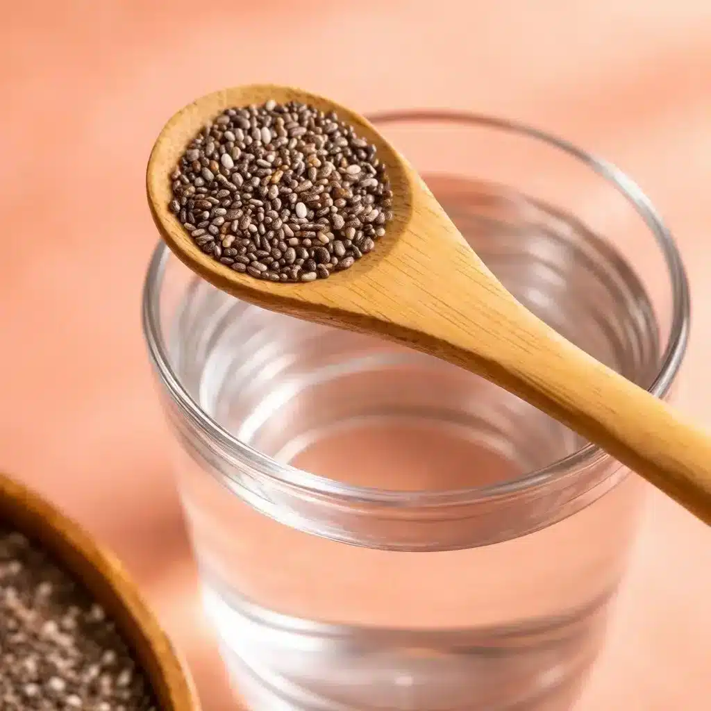 Chia seed internal shower drink recipe with ingredients in a glass
