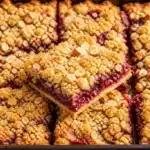 Classic rhubarb crumble bars with a crumbly topping and vibrant rhubarb filling