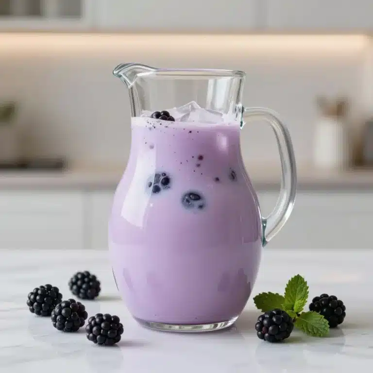 Refreshing DIY Blackberry Coconut Drink recipe with pink color