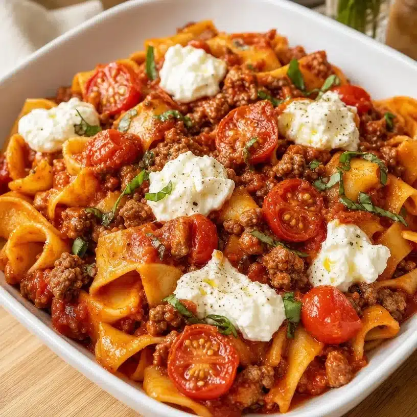 Delicious slow cooker lasagna soup in a bowl topped with cheese and herbs