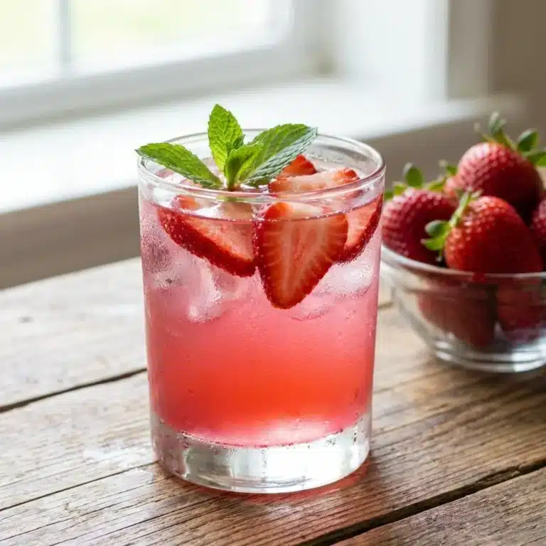 Delicious homemade strawberry electrolyte drink recipe with fresh ingredients.