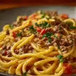 One-Pot Creamy Italian Spaghetti with Ground Beef dish