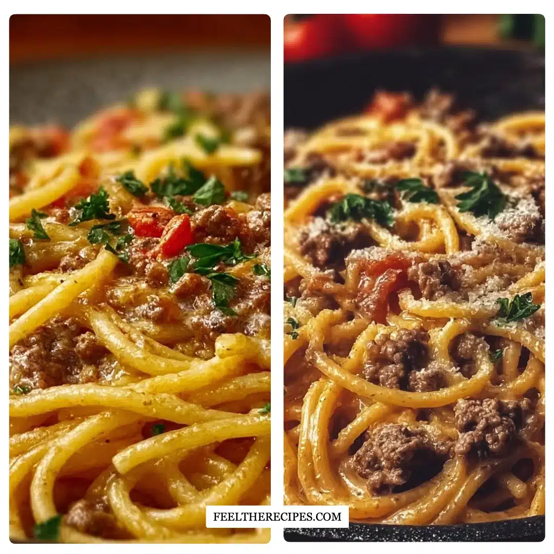 One-Pot Creamy Italian Spaghetti with Ground Beef
