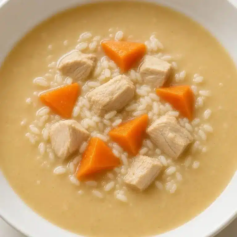Bowl of Slow Cooker Chicken Wild Rice Soup garnished with herbs