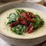 Bowl of Slow Cooker Tuscan Chicken Gnocchi with fresh herbs and tomatoes