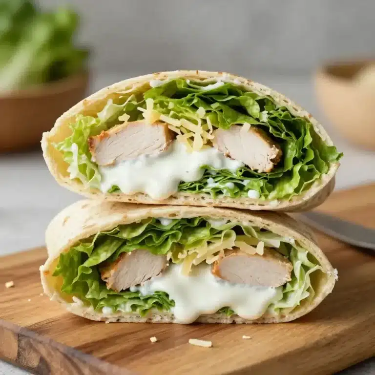 Delicious Chicken Caesar Salad Wraps on a plate, ideal for a healthy meal.