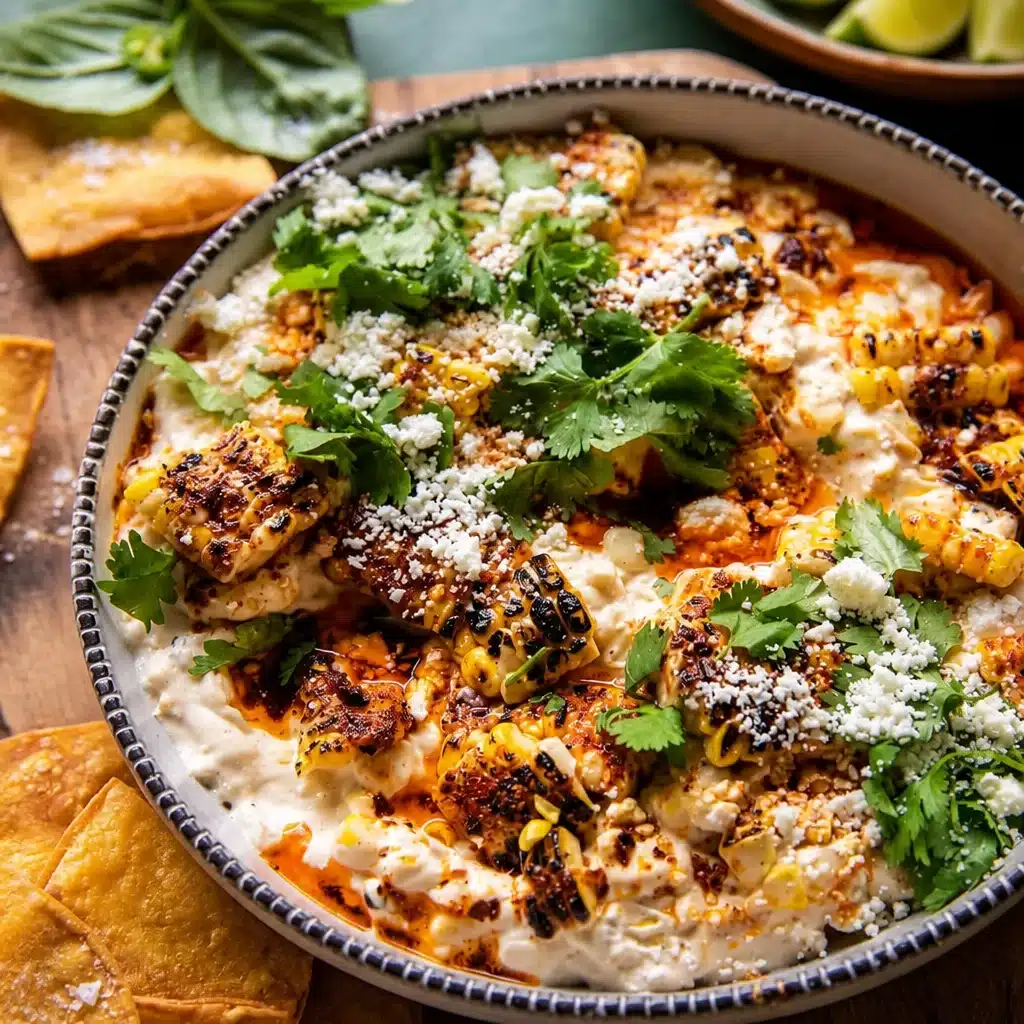 Delicious Mexican street corn dip made with roasted corn, spices, and creamy cheese