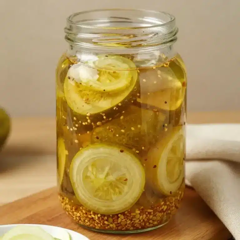 Homemade small-batch bread and butter pickles in a glass jar