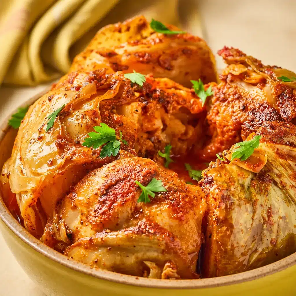 A flavorful Cabbage Boil seasoned with spices, ready to serve.
