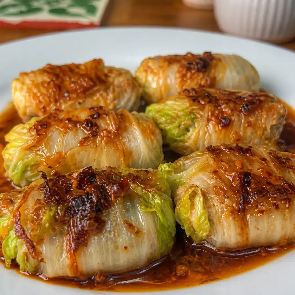 Savory cabbage dumplings filled with pork and vegetables, served with dipping sauce.