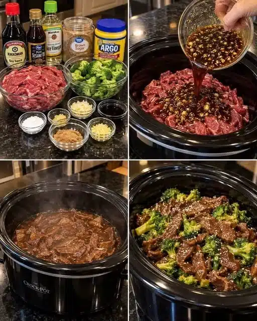 Slow Cooker Beef and Broccoli

Ingredients
2 lbs beef chuck or flank steak, thinly sliced
4 cups broccoli florets
1/2 cup low-sodium soy sauce
1/2 cup beef broth
1/4 cup brown sugar
1 tbsp sesame oil...