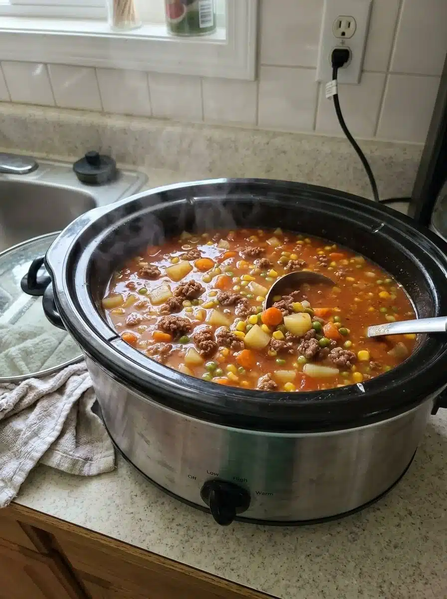Slow Cooker Old-Fashioned Hamburger Vegetable Soup